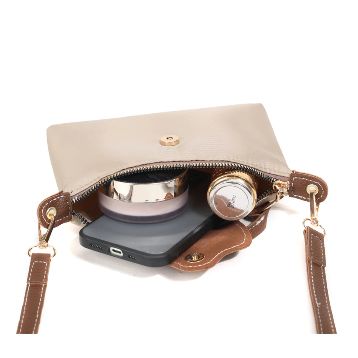 Women's Beige Brown Handbag, Elegant Crossbody Purse, Shoulder Bag, Gift for Her