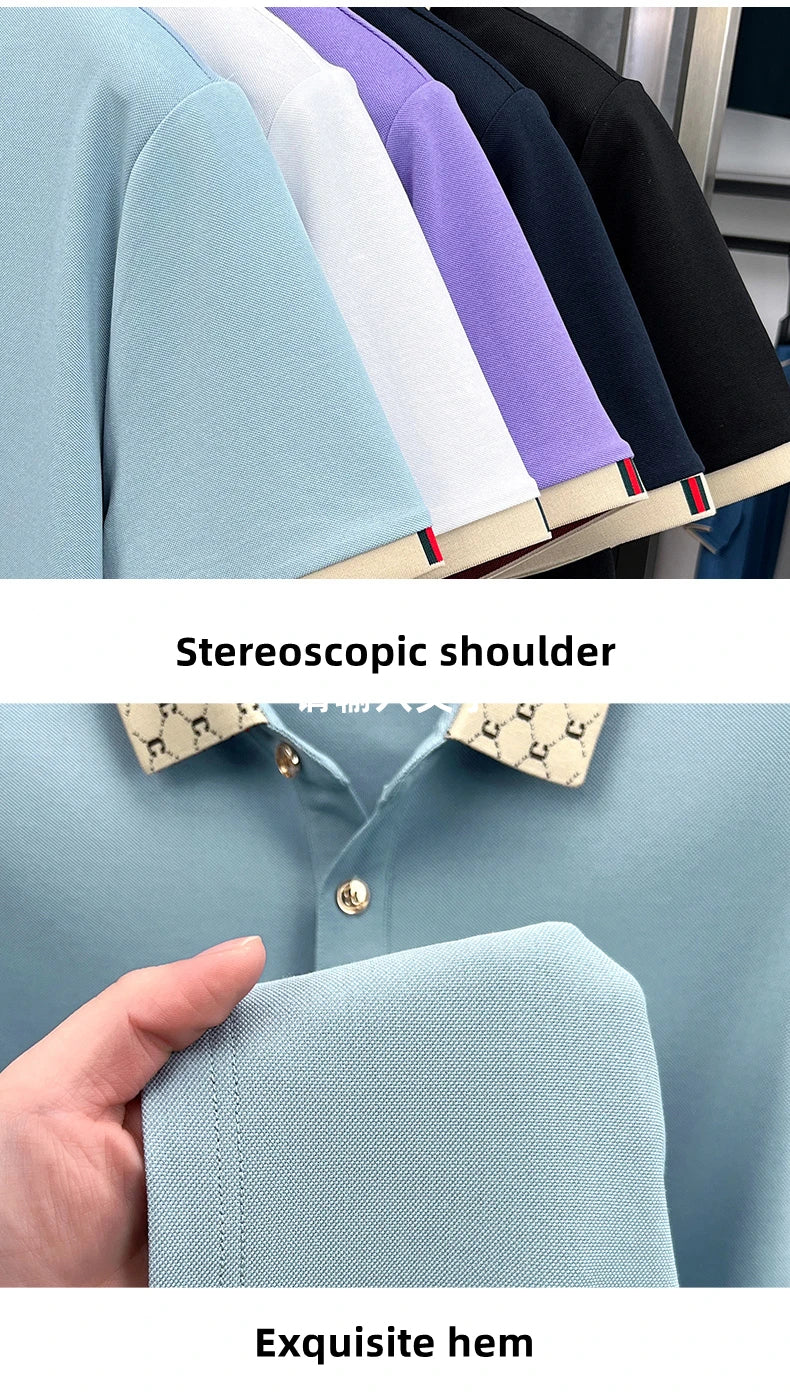 Men's Color Block Polo Shirt, Short Sleeve Lightweight Breathable Summer Casual Top