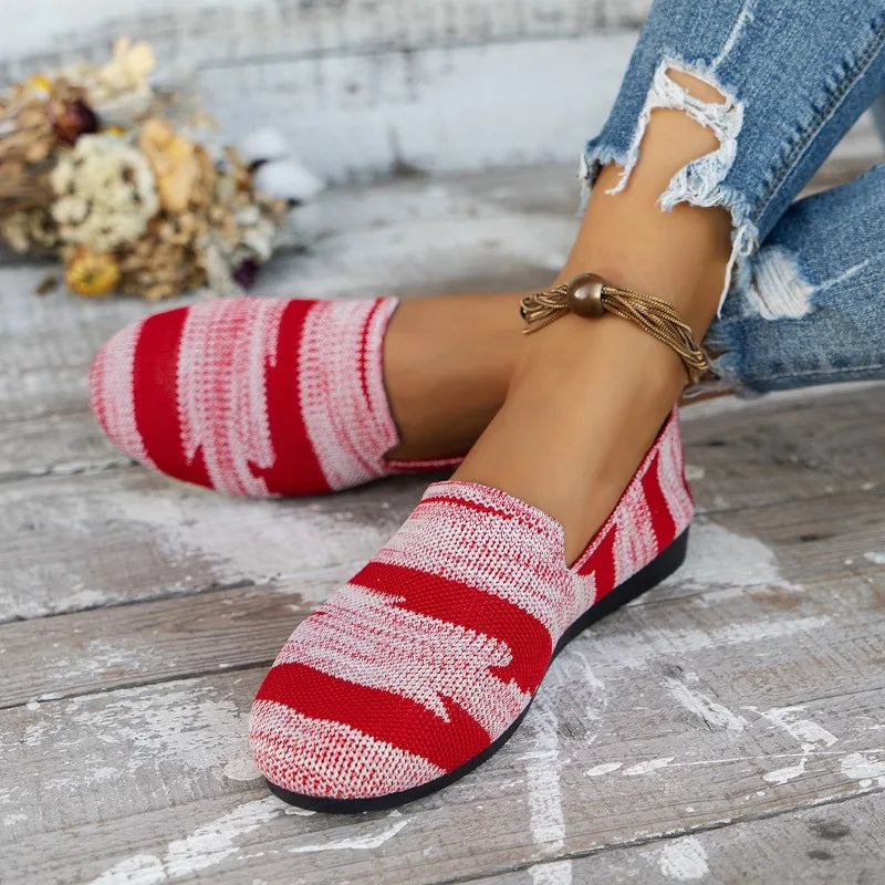 Women's Summer Knitted Slip-On Flat Loafers Casual Round Toe Shoes