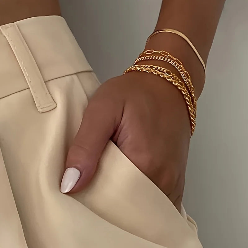 Dainty Layered Chain Bracelet Set