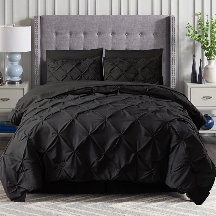 Elegant Comfort 8-Piece Pintuck Pinch Pleated Comforter Set - Includes 4-Piece Sheet Set with Double Sided Storage Pockets