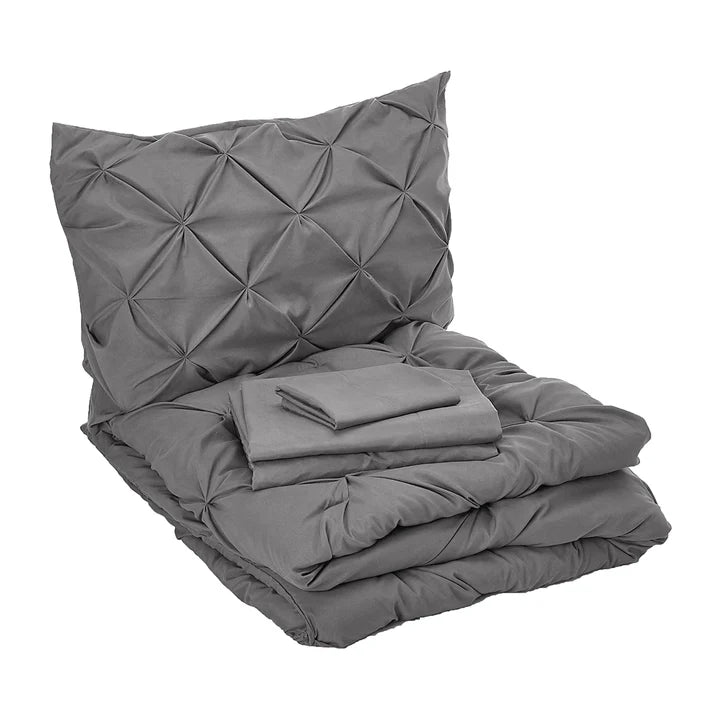 Elegant Comfort 8-Piece Pintuck Pinch Pleated Comforter Set - Includes 4-Piece Sheet Set with Double Sided Storage Pockets