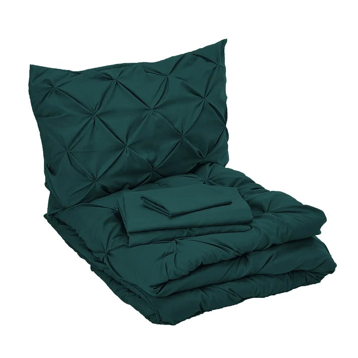 Elegant Comfort 8-Piece Pintuck Pinch Pleated Comforter Set - Includes 4-Piece Sheet Set with Double Sided Storage Pockets
