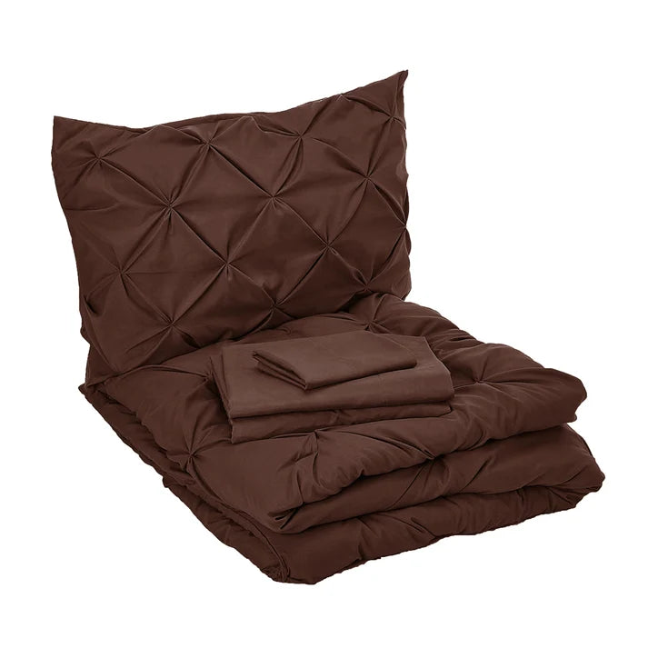Elegant Comfort 8-Piece Pintuck Pinch Pleated Comforter Set - Includes 4-Piece Sheet Set with Double Sided Storage Pockets