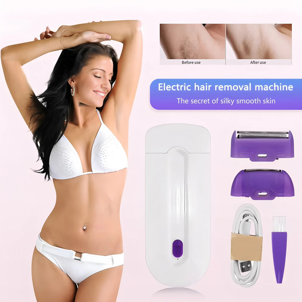 Women’s Electric Hair Trimmer Painless Body Shaver Face Leg Bikini Hair Removal Tool