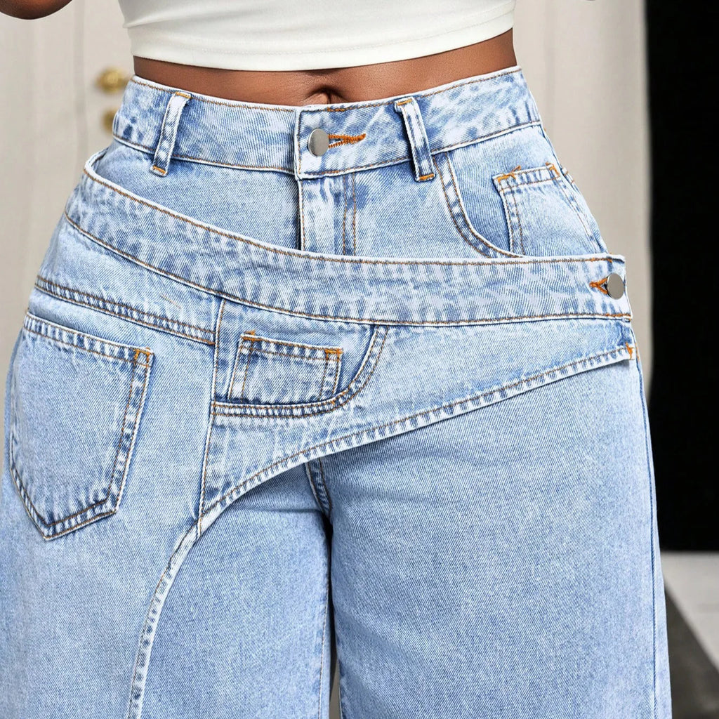 Women's High Waist Wide Leg Denim Jeans Vintage Y2K Casual Loose Pants