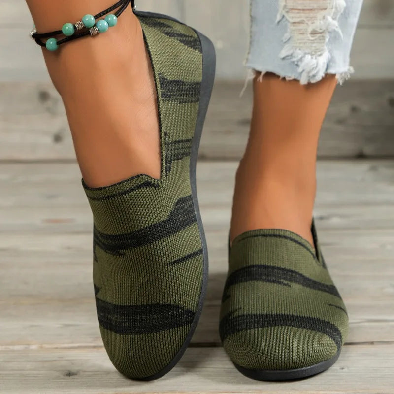 Women's Summer Knitted Slip-On Flat Loafers Casual Round Toe Shoes
