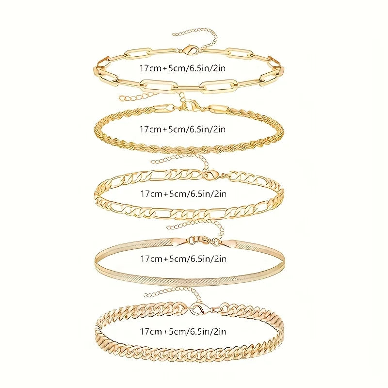 Dainty Layered Chain Bracelet Set