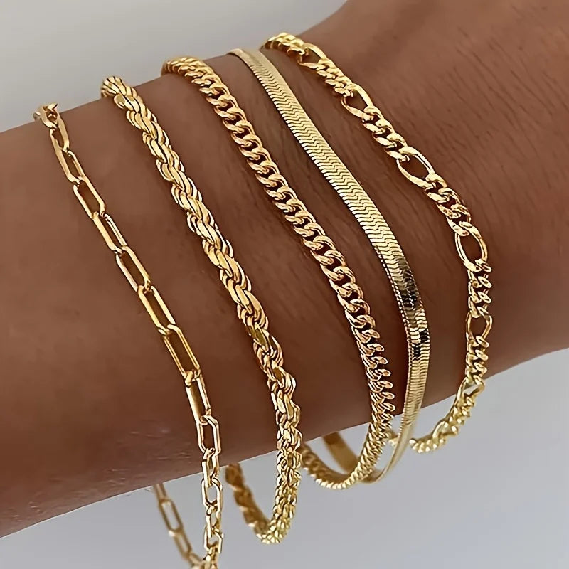 Dainty Layered Chain Bracelet Set