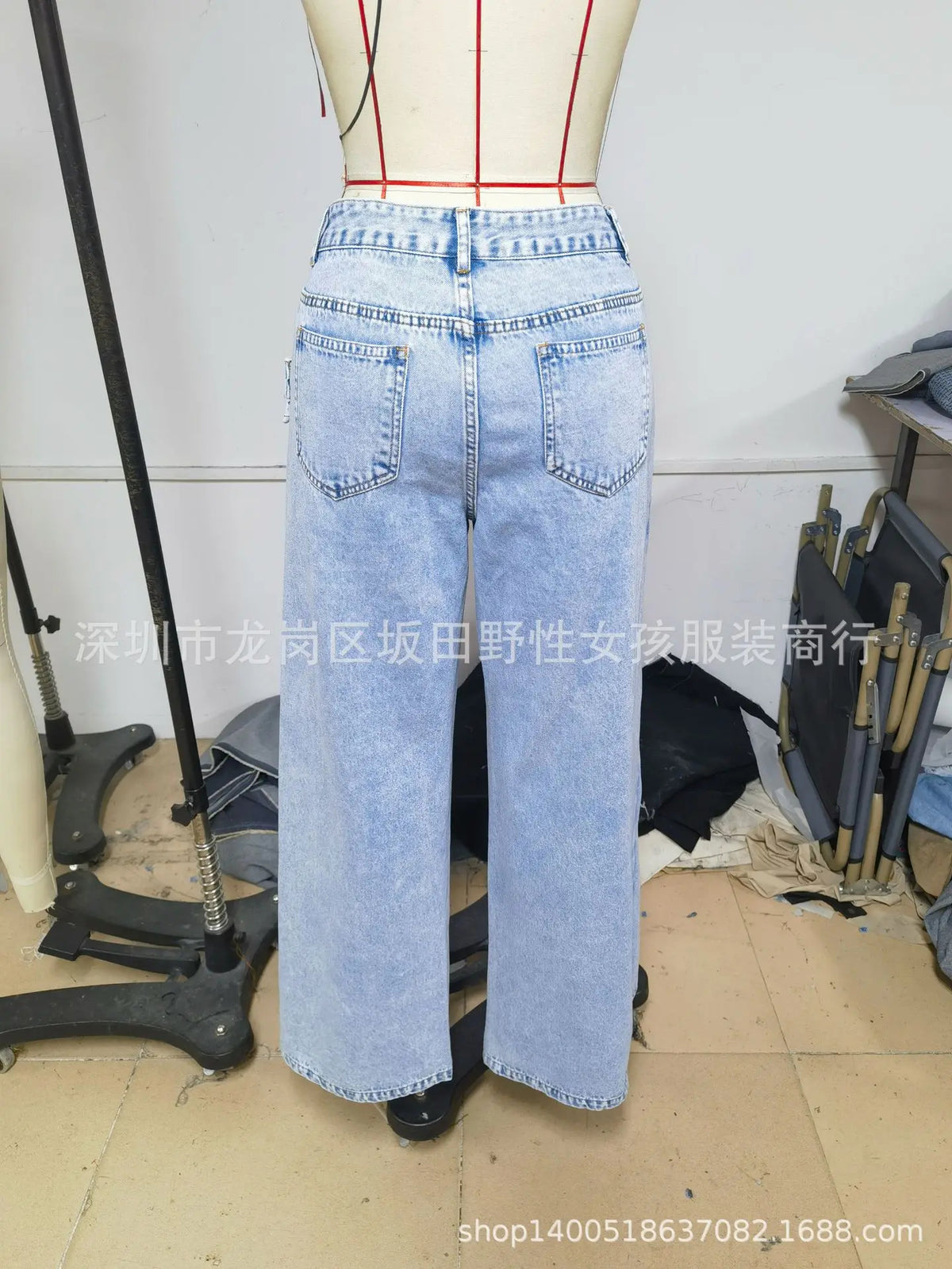 Women's High Waist Wide Leg Denim Jeans Vintage Y2K Casual Loose Pants