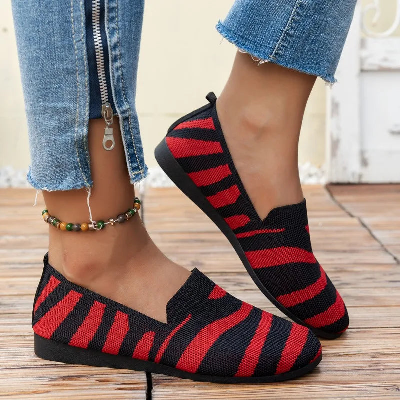 Women's Summer Knitted Slip-On Flat Loafers Casual Round Toe Shoes