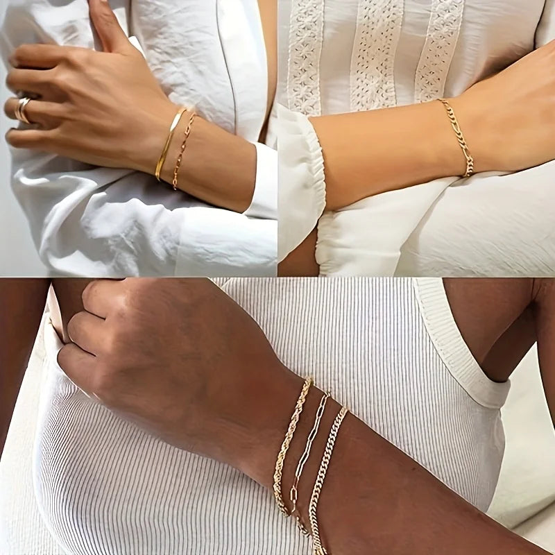 Dainty Layered Chain Bracelet Set