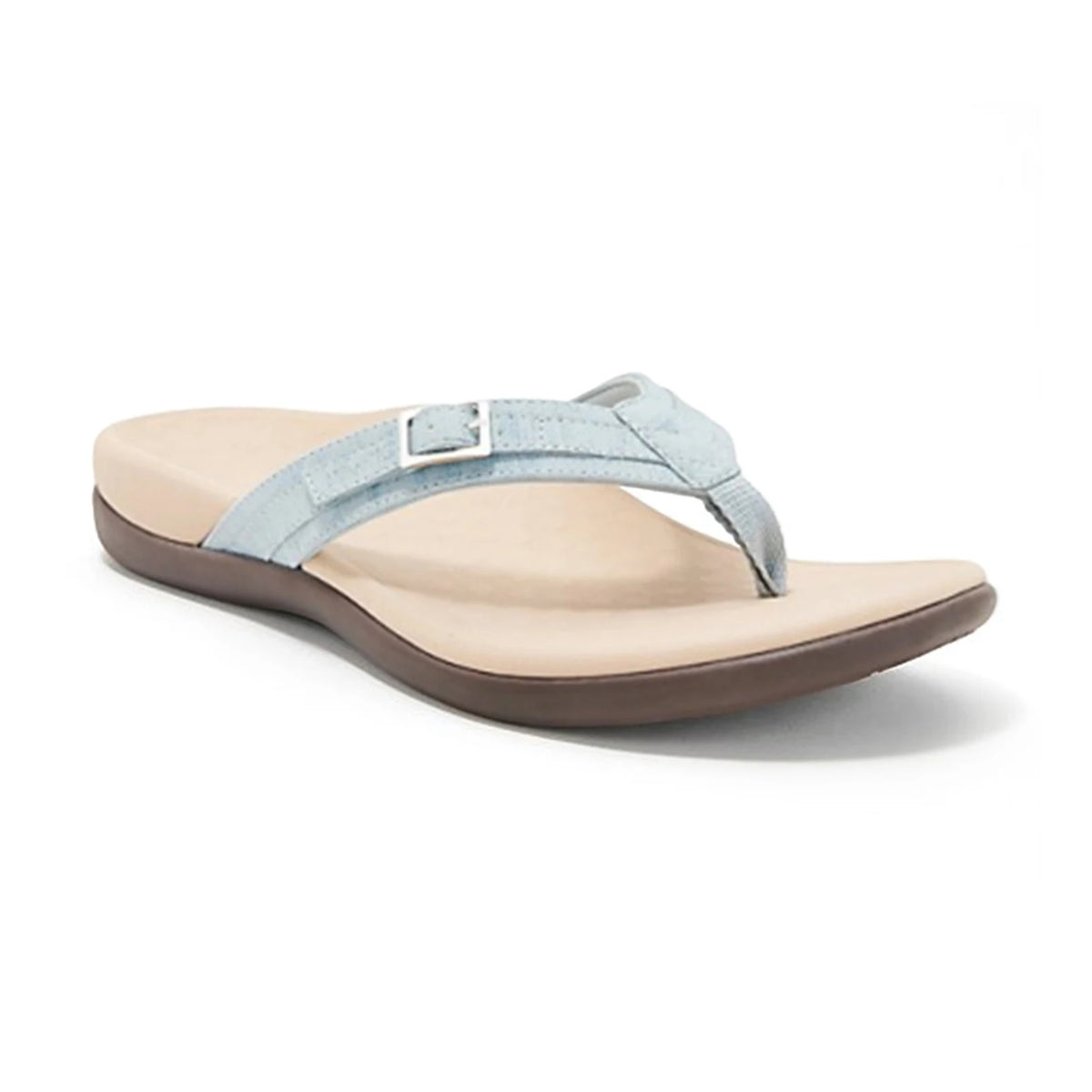 Women’s Light Blue Thong Sandals with Buckle Strap Casual Summer Beach Flip Flops