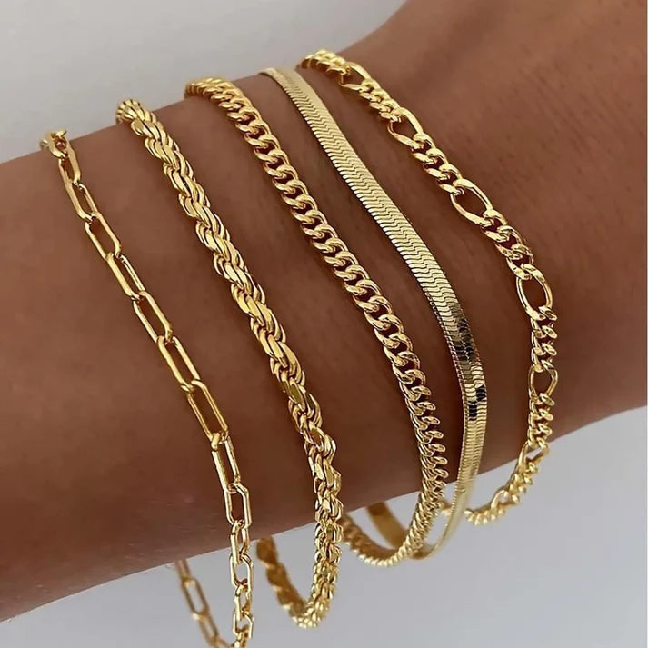 Dainty Layered Chain Bracelet Set