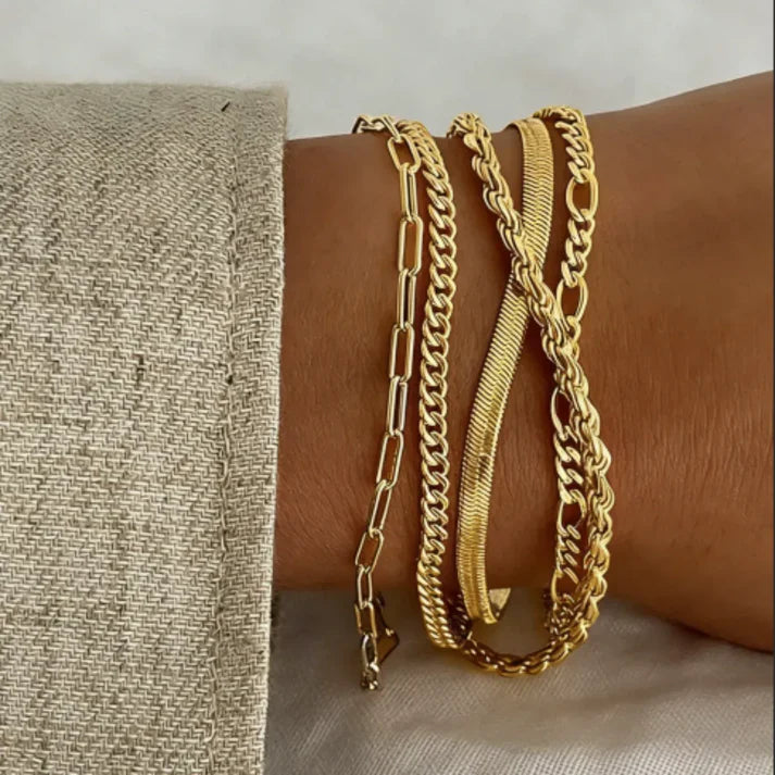 Dainty Layered Chain Bracelet Set