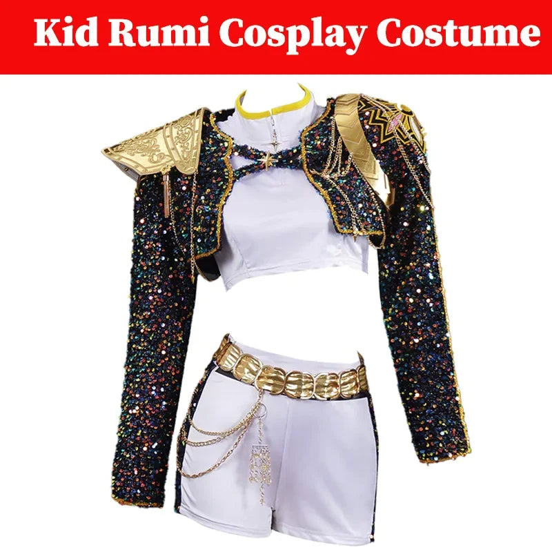 Girls Black & Gold Cosplay Costume, Kids Halloween Performance Roleplay Uniform
