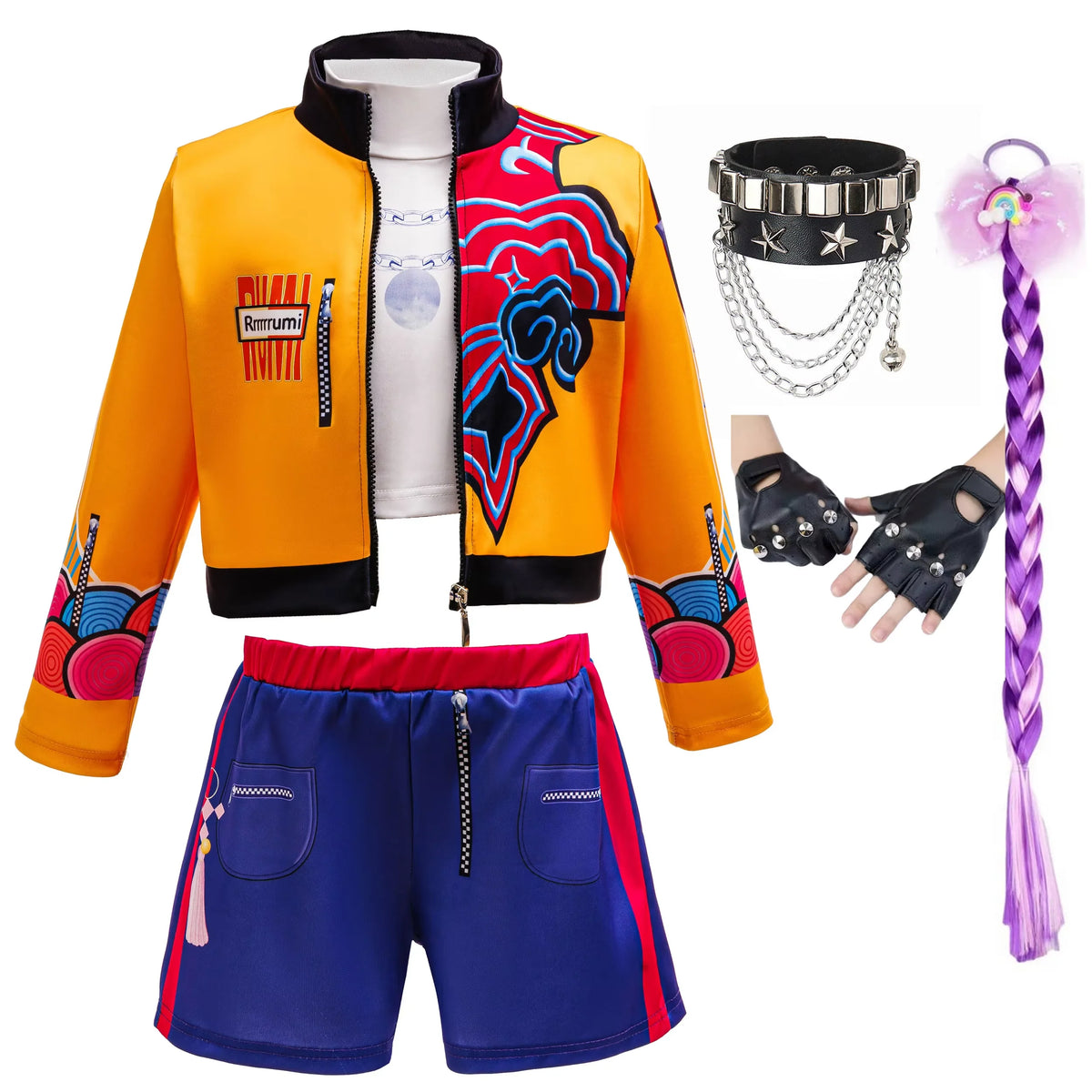Girls Halloween Cosplay Costume 3-Piece Set with Accessories, Party Dress