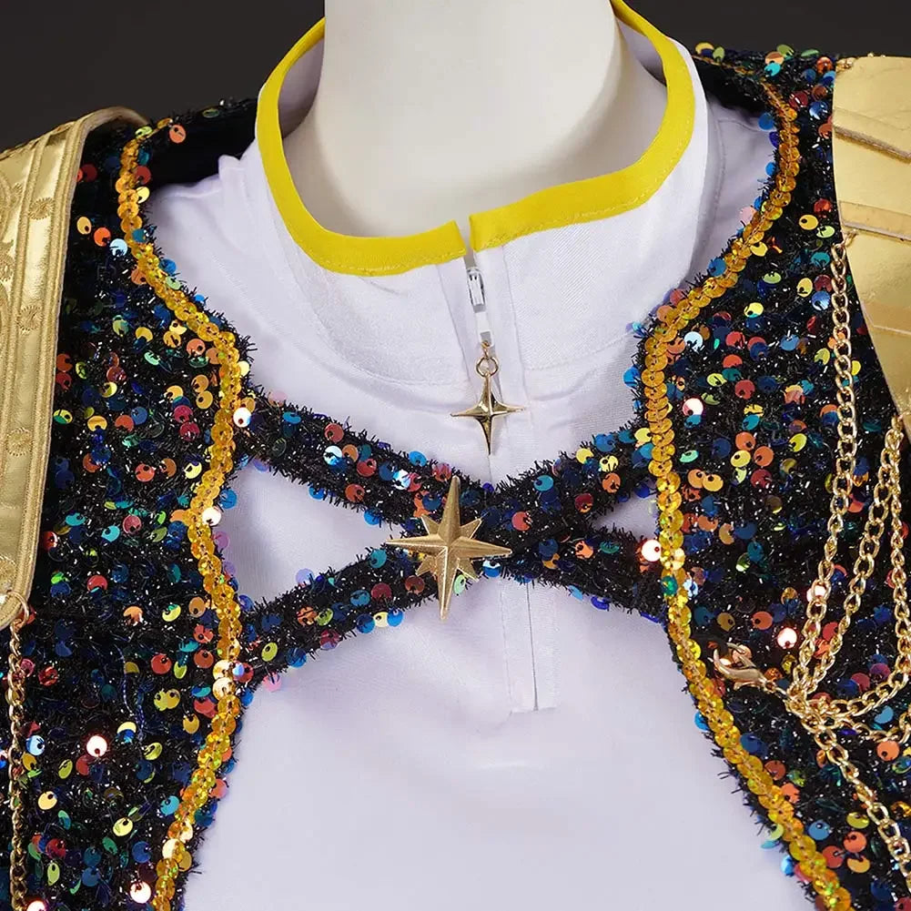 Girls Black & Gold Cosplay Costume, Kids Halloween Performance Roleplay Uniform