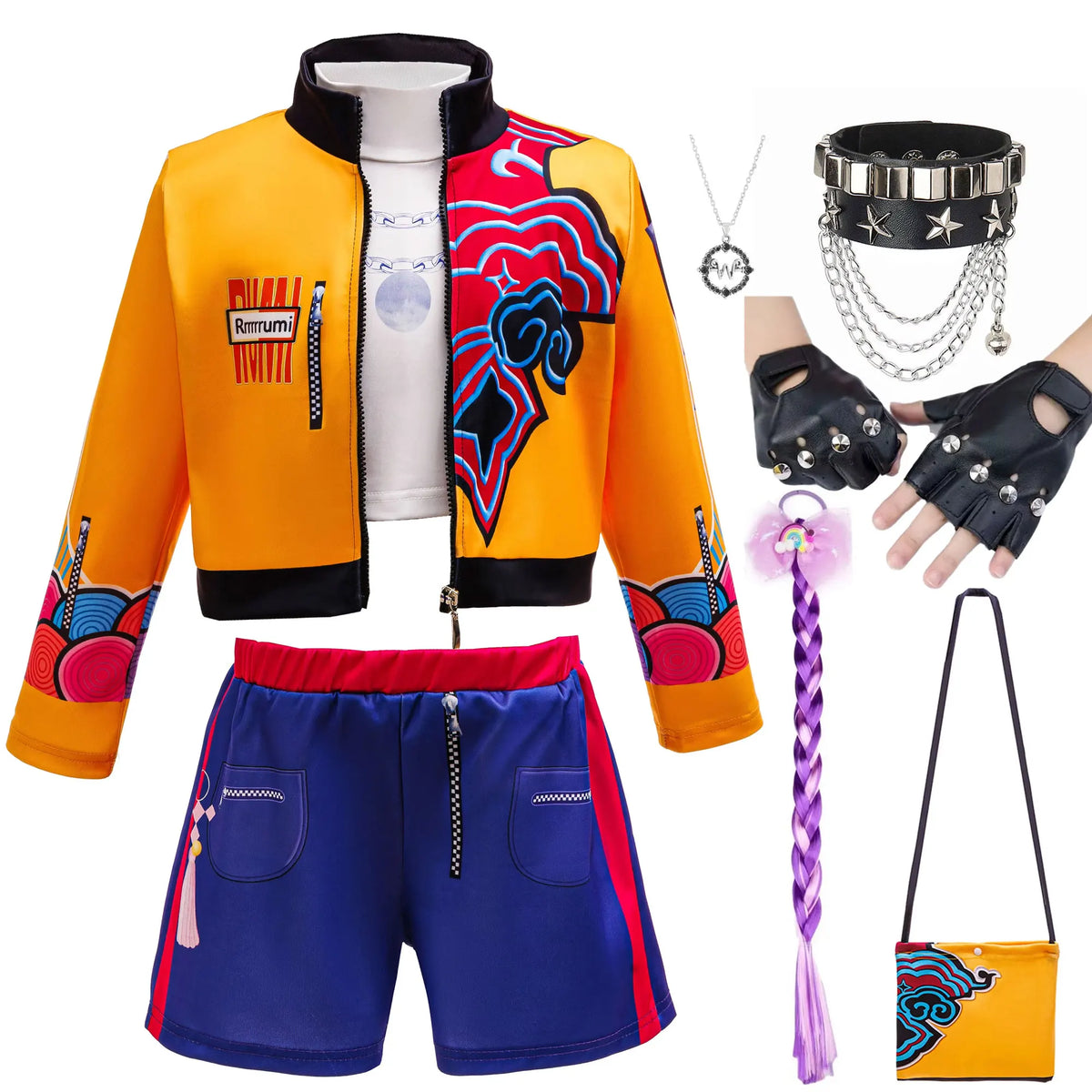 Girls Halloween Cosplay Costume 3-Piece Set with Accessories, Party Dress