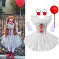 Girls Halloween Joker Clown Costume Gray Tulle Tutu Dress Kids Cosplay Party