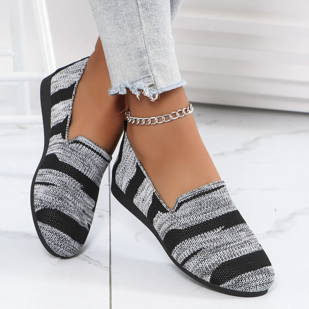 Women's Summer Knitted Slip-On Flat Loafers Casual Round Toe Shoes