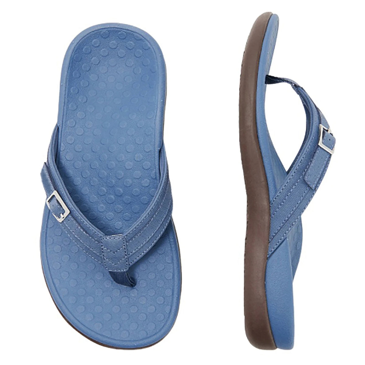 Women’s Light Blue Thong Sandals with Buckle Strap Casual Summer Beach Flip Flops