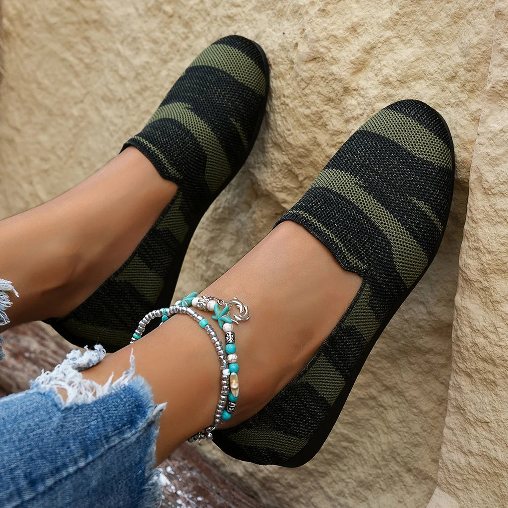 Women's Summer Knitted Slip-On Flat Loafers Casual Round Toe Shoes