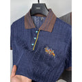 Men's Luxury Jacquard Knit Polo Shirt Short Sleeve Embroidered Lapel Summer Top